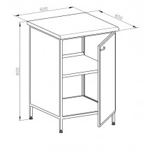 Стол-тумба для приборов, дверца, полка, ц/м, 600х600х820 мм
