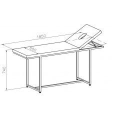 Кушетка массажная с подъемным подголовником, 1850х600х740 мм